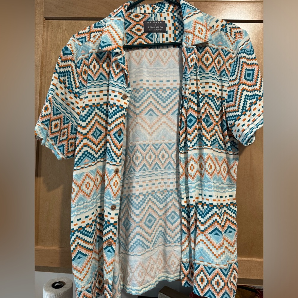 Primark brand Aztec Pattern button up t-shirt